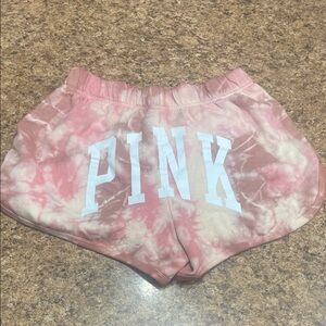 NWT PINK Victoria's Secret Pink & Cream Tie-Dye Athletic Varsity Shorts medium